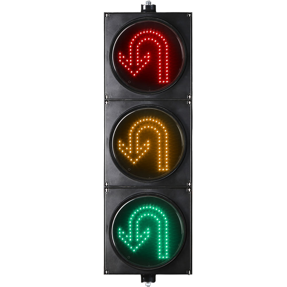 Аз кубаттуулуктагы кызыл/сары/жашыл U бурулуш светофору